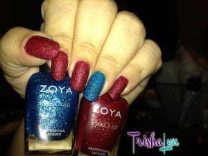 Zoya Labor Day Manicure with PixieDust in Liberty and Chyna