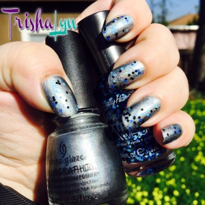 China Glaze Holographic Cosmic Dust with Sally Hansen Hard as Nails Xtreme Wear Tidal Rave