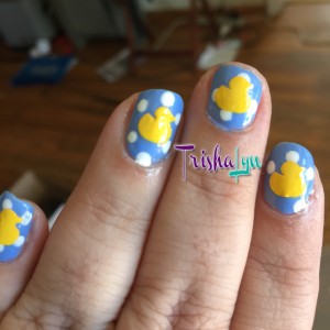 Rubber Ducky Polka Dot Manicure